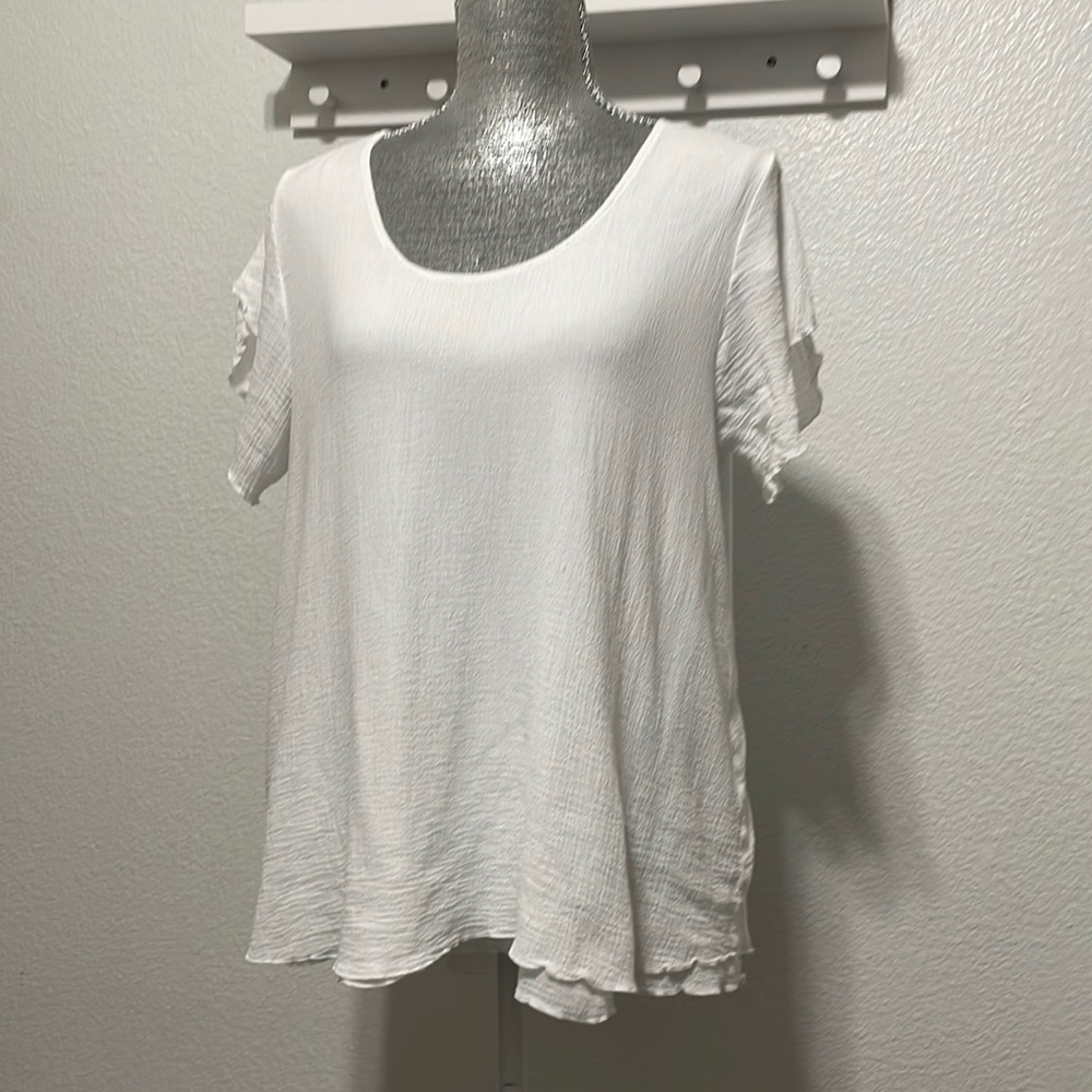 Soft surroundings white gauze blouse top medium vacation beach 100%‎ cotton